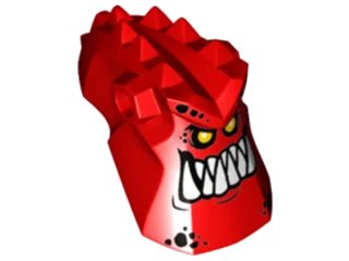 LEGO onderdeel Minifigure, Head, Modified Alien with Spikes on Top and Holes on Sides with White Pointed Teeth and Bright Light Orange Eyes Pattern (Burnzie) (24304pb01)