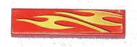 LEGO onderdeel Tile 1 x 4 with Yellow Flames Pattern Model Back Left Side (Sticker) - Set 8667 2431pb0121L