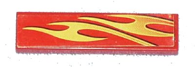 LEGO onderdeel Tile 1 x 4 with Yellow Flames Pattern Model Back Left Side (Sticker) - Set 8667 (2431pb0121L)