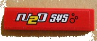 LEGO part Tile 1 x 4 with 'N2O SYS' and Bubbles Pattern (Sticker) - Set 8681 2431pb0126