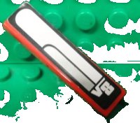 LEGO part Tile 1 x 4 with 'V8' and White and Gray Lines on Black Background Pattern (Sticker) - Set 8656 2431pb0231