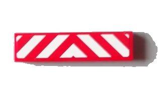 LEGO onderdeel Tile 1 x 4 with Red and White Chevron Danger Stripes Thick, White in Middle Pattern (Sticker) - Set 60004 (2431pb0274)
