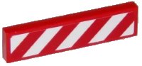 LEGO onderdeel Tile 1 x 4 with Red and White Danger Stripes Thick (White Corners) Pattern Right (Sticker) - Sets 60111 / 60116 2431pb0405R