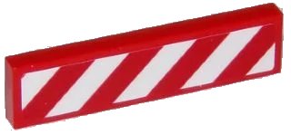 LEGO onderdeel Tile 1 x 4 with Red and White Danger Stripes Thick (White Corners) Pattern Right (Sticker) - Sets 60111 / 60116 (2431pb0405R)