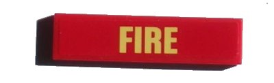 LEGO onderdeel Tile 1 x 4 with 'FIRE' on Red Background Pattern (Sticker) - Set 60214 (2431pb0628)