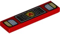 LEGO part Tile 1 x 4 with Headlights and Silver Grille with Fire Logo Badge Pattern 2431pb0704