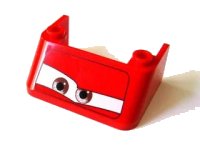 LEGO onderdeel Windscreen 3 x 4 x 1 1/3 with 2 Studs on Top with Brown Eyes on White Background Pattern 1 2437pb02