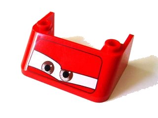 LEGO onderdeel Windscreen 3 x 4 x 1 1/3 with 2 Studs on Top with Brown Eyes on White Background Pattern 1 (2437pb02)