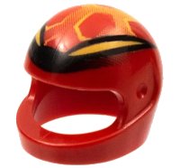 LEGO part Minifigure, Headgear Helmet Motorcycle (Standard) with Horned Black and Yellow Pattern 2446pb03