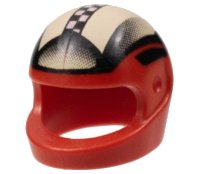 LEGO part Minifigure, Headgear Helmet Motorcycle (Standard) with Checkered Stripe and Black/White Fade Pattern 2446pb04