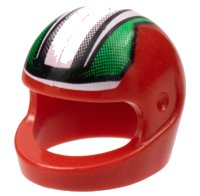 LEGO part Minifigure, Headgear Helmet Motorcycle (Standard) with Black, Green and White Stripes Pattern 2446pb05