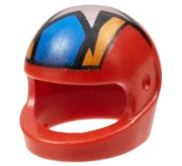 LEGO part Minifigure, Headgear Helmet Motorcycle (Standard) with Silver Star on Blue and Orange Stripes Pattern 2446pb06