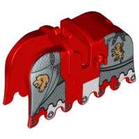 LEGO part Horse Barding, Ruffled Edge with Gold Lions and Silver Plate Armor Pattern 2490pb08