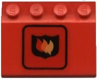LEGO part Vehicle, Mudguard 3 x 4 Slope with Fire Logo Badge Large Pattern (Sticker) - Set 6571 2513pb06