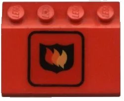 LEGO onderdeel Vehicle, Mudguard 3 x 4 Slope with Fire Logo Badge Large Pattern (Sticker) - Set 6571 (2513pb06)
