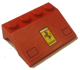LEGO onderdeel Vehicle, Mudguard 3 x 4 Slope with Headlights and Ferrari Logo Pattern (Sticker) - Set 1256 (2513pb09)