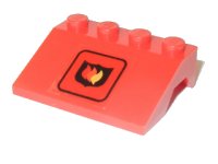 LEGO onderdeel Voertuig, Spatbord 3 x 4 Schuin met Brandweerbadge Logo Patroon (Sticker) - Set 6525 2513pb10