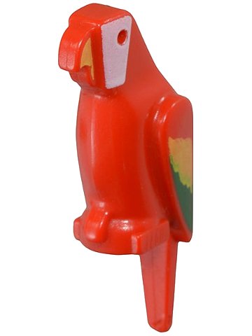 LEGO onderdeel Bird, Parrot with Small Beak with Green and Yellow Feathers, White Face and Yellow Beak Pattern (2546p01)