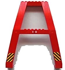 LEGO onderdeel Support Crane Stand Double with Black and Yellow Danger Stripes and '5 M' with Arrows Pattern (Stickers) - Set 7994 (2635pb06)