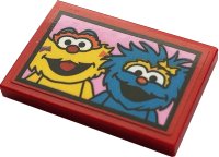 LEGO part Tile 2 x 3 with Picture of Zoe and Rosita on Bright Pink Background Pattern (Sticker) - Set 21324 26603pb117