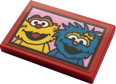 LEGO onderdeel Tile 2 x 3 with Picture of Zoe and Rosita on Bright Pink Background Pattern (Sticker) - Set 21324 (26603pb117)