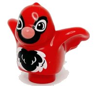LEGO onderdeel Duplo Bird with White and Black Chest Feathers, Coral Beak Pattern 27370pb05