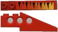 LEGO onderdeel Technic Schuin 6 x 1 x 1 2/3 met Tigerstrepen en Geel-tot-Rood Verloop Patroon Links (Sticker) - Set 8229 2744pb002