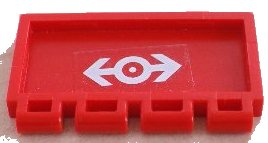 LEGO part Hinge Train Gate 2 x 4 with Train Logo White Pattern (Sticker) - Sets 4543 / 4549 / 4563 / 4564 (2873pb07)
