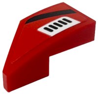 LEGO onderdeel Wedge 2 x 1 x 2/3 Right with Black Stripe and White Air Vent Pattern (Sticker) - Set 76916 29119pb029