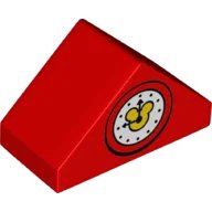 LEGO part Duplo, Brick 4 x 2 Slope 45 Double with Clock with Mickey Mouse Logo Pattern 29303pb002