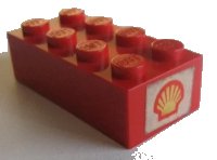 LEGO part Brick 2 x 4 with Shell Logo I Pattern on Both Ends (Stickers) - Sets 642-1 / 673-1 3001oldpb09