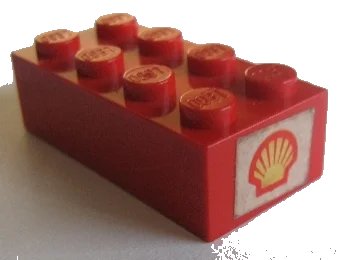 LEGO onderdeel Brick 2 x 4 with Shell Logo I Pattern on Both Ends (Stickers) - Sets 642-1 / 673-1 (3001oldpb09)