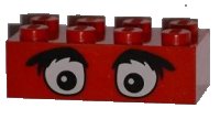 LEGO onderdeel Brick 2 x 4 with Eyes and Bushy Eyebrows Pattern 3001pb011