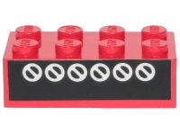 LEGO part Brick 2 x 4 with 6 White Circles with Diagonals on Black Pattern (Sticker) - Set 6382 3001pb028