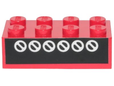 LEGO onderdeel Brick 2 x 4 with 6 White Circles with Diagonals on Black Pattern (Sticker) - Set 6382 (3001pb028)