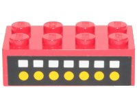 LEGO part Brick 2 x 4 with 7 White Squares, 7 Yellow Dots on Black Pattern (Sticker) - Set 6382 3001pb030