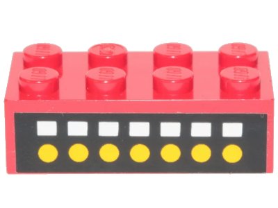 LEGO onderdeel Brick 2 x 4 with 7 White Squares, 7 Yellow Dots on Black Pattern (Sticker) - Set 6382 (3001pb030)
