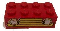 LEGO part Brick 2 x 4 with Car Grille Fabuland Horizontal Yellow Pattern (Sticker) - Sets 140-1 / 350-3 3001pb039