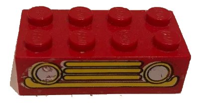 LEGO onderdeel Brick 2 x 4 with Car Grille Fabuland Horizontal Yellow Pattern (Sticker) - Sets 140-1 / 350-3 (3001pb039)