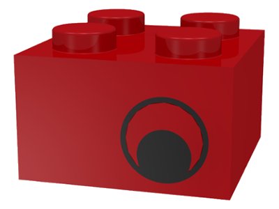 LEGO onderdeel Brick 2 x 2 with Black Eye Offset without White Pattern on Opposite Sides (3003pe1)