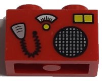 LEGO onderdeel Brick 1 x 2 with Radio and Microphone Pattern 3004pb009