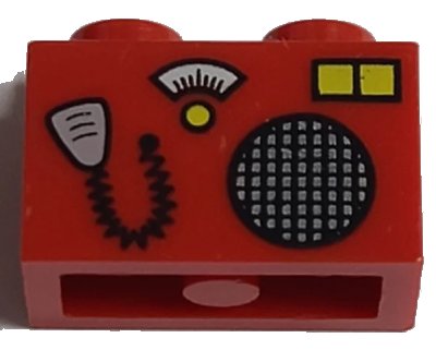 LEGO onderdeel Brick 1 x 2 with Radio and Microphone Pattern (3004pb009)