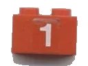LEGO part Brick 1 x 2 with White '1' Pattern (Sticker) - Set 7715 3004pb039