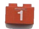 LEGO onderdeel Brick 1 x 2 with White '1' Pattern (Sticker) - Set 7715 (3004pb039)