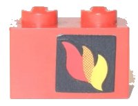 LEGO part Brick 1 x 2 with Classic Fire Logo Pattern Right Side (Sticker) - Sets 556 / 672 3004pb170r