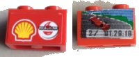 LEGO onderdeel Steen 1 x 2 met Scherm, Auto en '2/ 01:29:18' Rondtijd op Één Zijde en Shell/Vodafone Logo op Achterkant Patroon (Stickers) - Set 8144-1 3004pb219