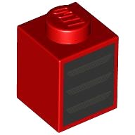 LEGO part Brick 1 x 1 with Dark Silver Grille / Air Vents on Black Background Pattern 3005pb057