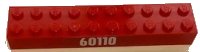 LEGO part Brick 2 x 10 with White '60110' on Red Background Pattern on Both Sides (Stickers) - Set 60110 3006pb011