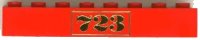 LEGO part Brick 1 x 8 with Gold '723' Pattern (Embossed) 3008pb023