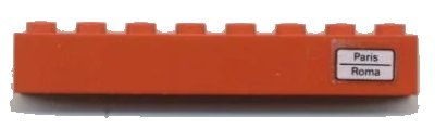 LEGO onderdeel Brick 1 x 8 with 'Paris - Roma' Pattern on Right Side (Sticker) - Set 7745 (3008pb109R)